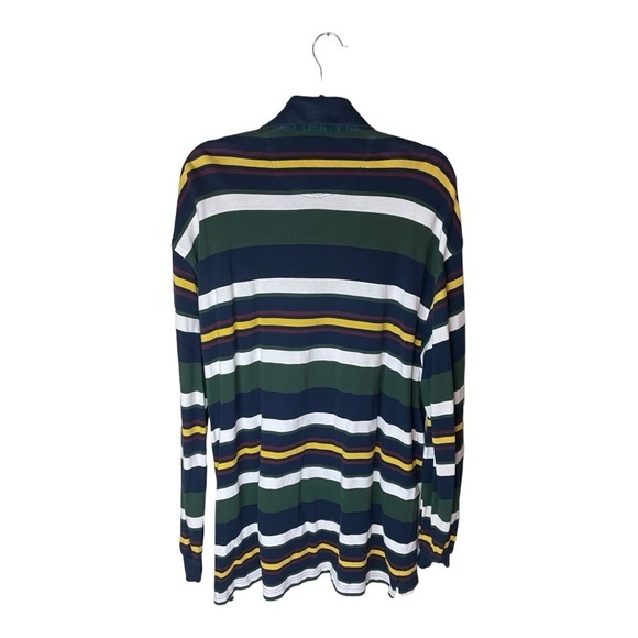 Basic Options Vintage 100% Cotton Long Sleeve Striped Polo Y2K Size 2XLT - Picture 2 of 6